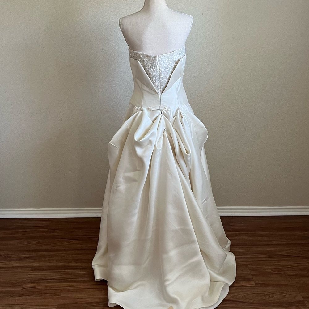 Pronovias Silk Wedding Dress with Bustled Train Size 10 - Picture 4 of 10